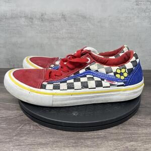 Vans Old Skool Womens 7.5 Brighton Zeuner Red Blue Checkerboard